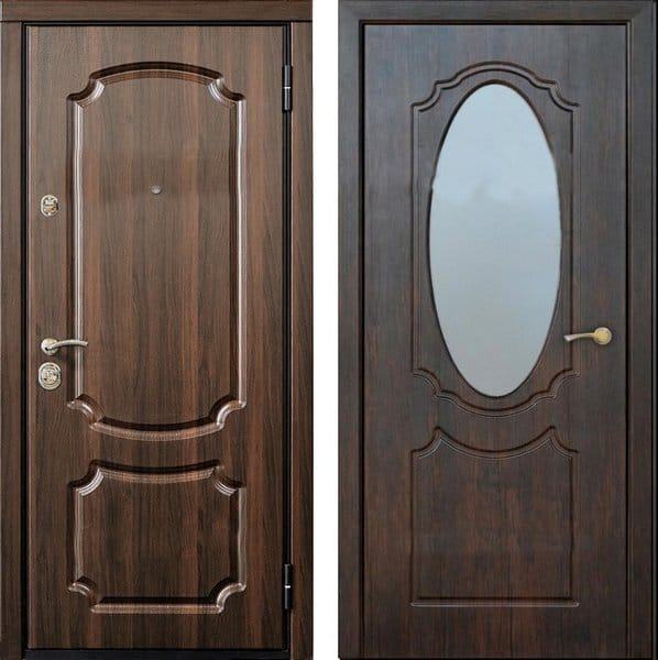 Металлическая входная дверь МДФ/МДФ с зеркалом 412