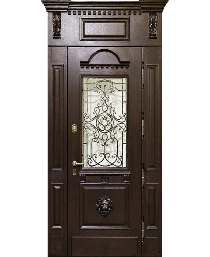 Дверь металлическая входная трехконтурная МДФ с ковкой/стеклом 3106