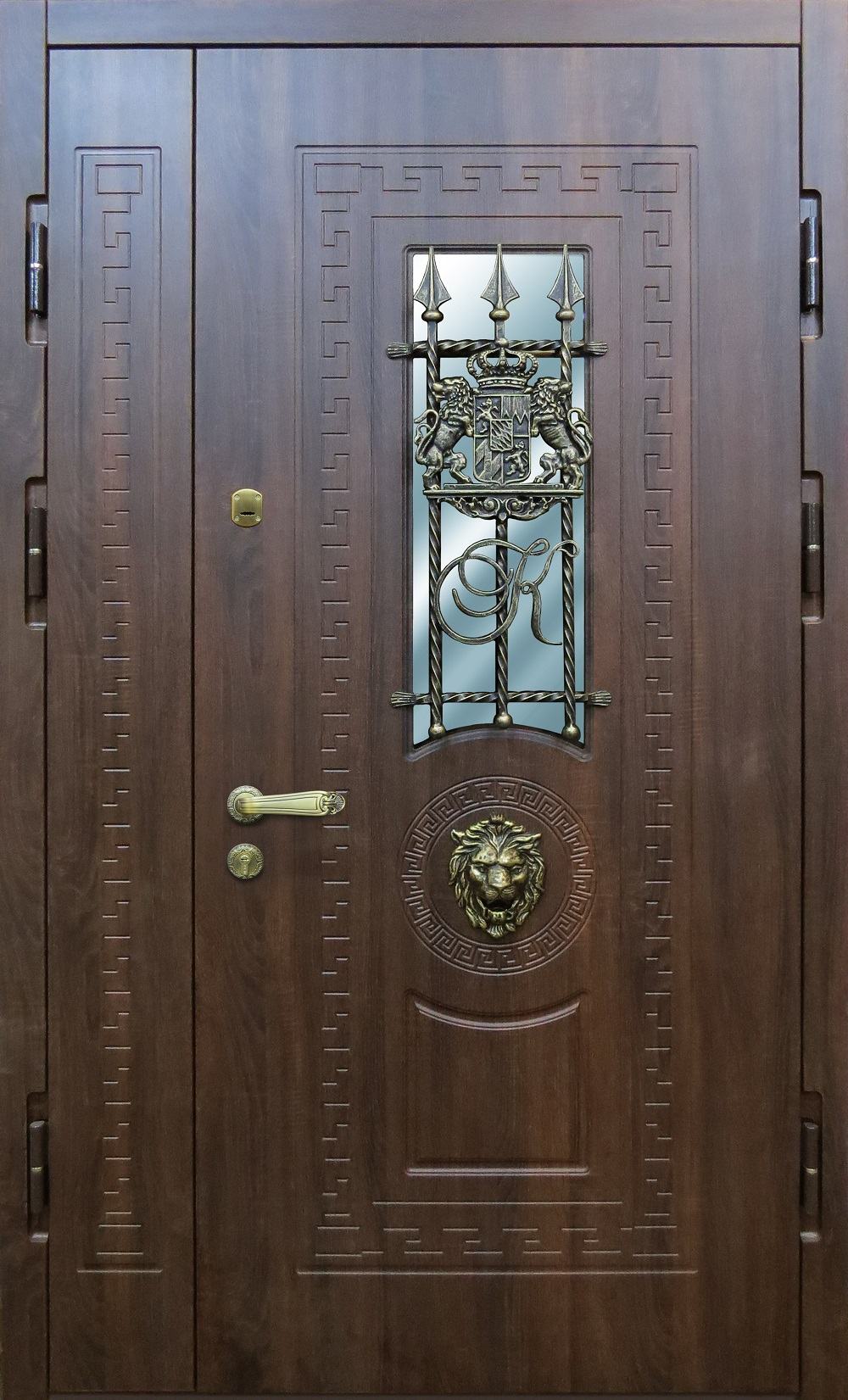 Стальная тамбурная дверь МДФ с ковкой 512