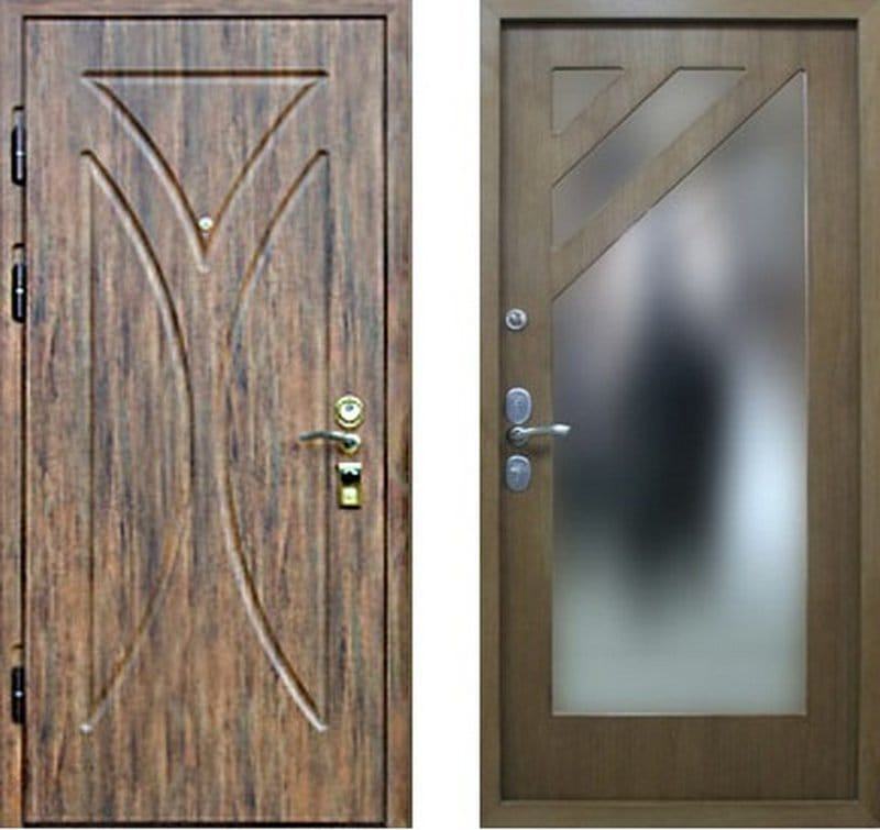 Дверь металлическая МДФ/МДФ с зеркалом 415