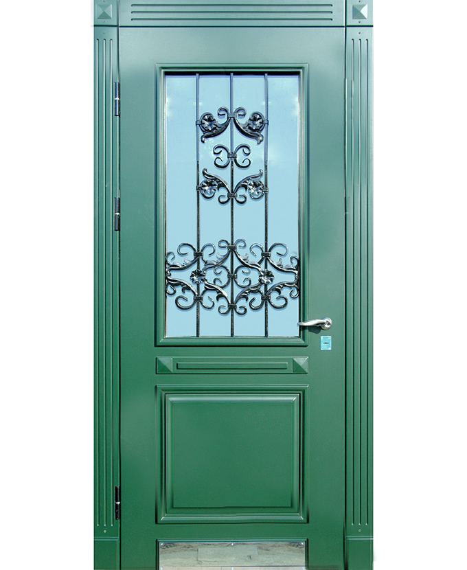 Дверь металлическая трехконтурная МДФ с ковкой/стеклом 3098