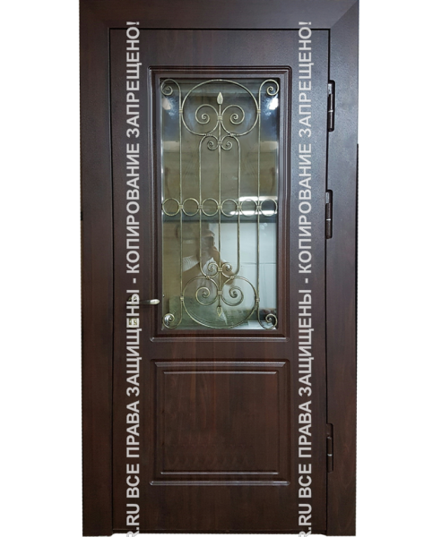 Входная дверь МДФ с ковкой/стеклом 3053