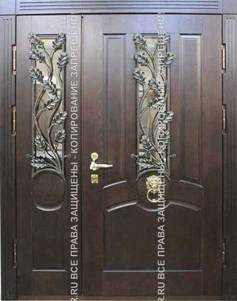 Стальная входная тамбурная дверь МДФ с ковкой 504