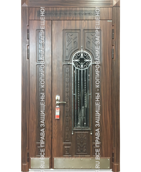 Дверь металлическая входная МДФ с ковкой/стеклом 3204