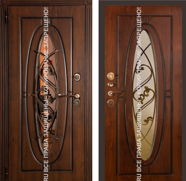Дверь железная МДФ с ковкой/стеклом 3078