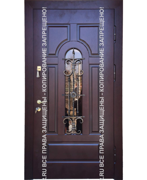 Дверь входная МДФ с ковкой/стеклом 3049