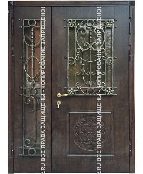 Металлическая дверь МДФ с ковкой/стеклом 3201