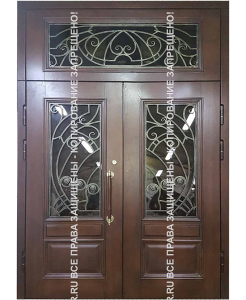 Железная входная дверь МДФ с ковкой/стеклом 3205